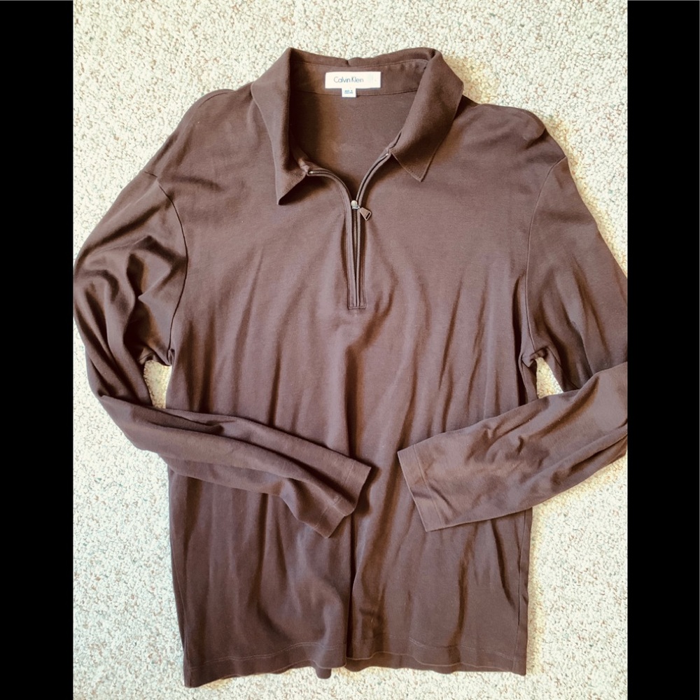 Calvin Klein Half Zip Sweater Brown Size Large